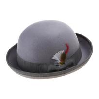 Wool Fedora Top Hat Black Short Brim Round Top Hat Surprise Gift for Boyfriend pilka spalva