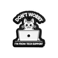 English Slogan Cat Funny Enamel Pin Brooch Cartoons Badge For Bags Jeans Hoodies Denim Lapel Pin Jewelry Kids Best Gift white