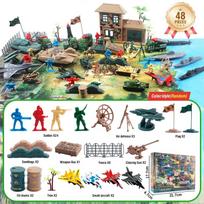 Military Model Pull-back Cars Set Tanks Fighter Jets Soldiers Toy Vehicles for Boys Kids Gifts Children Play beige