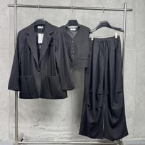 Women's Trendy Three-Piece Suit: Draped Blazer, High-Waist Wide-Leg Pants, and Vest for Spring and Autumn XL (recommended for 60-70 kg) pilka spalva