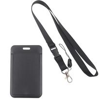 Neck Lanyard with Sliding ABS Card Holder Water Resistant Card Protector For Keychain Badge Phone Keychain Accessories 1 black
