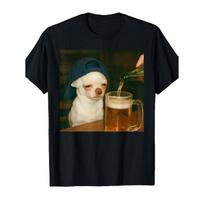 Funny Chihuahua Beer Meme Dog Reaction Humor Funny Dog Meme T-Shirt XL juoda