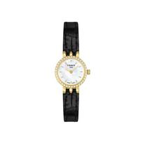 TISSOT T-Trend serijos kvarcinis mechanizmas madingas ir elegantiškas moteriškas baltas ciferblatas nerūdijančio plieno paauksuotas korpusas karvės odos dirželis T058.009.66.116.01 auksas