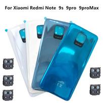 Skirta Xiaomi Redmi Note 9s Baterijos dangtelis Galinis stiklo skydelis Galinis korpusas Redmi Note 9 Pro 9Pro Max Baterijos dangtelis Su objektyvu Gray NoLens blue