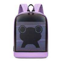 LED šviečiantis unisex vaikų motociklininko kuprinė su ekranu 20x12x30 cm violetinė