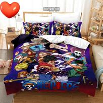 ONE PI-ECE Anime Bedding Set Juvenile Monkey D.Luffy Odyssey Pattern Duvet Cover Set Bedding Set King Size Bed Comforters EU Single 135x200cm black