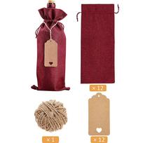 12Pcs Burlap Wine Bags Drawstring Wine Bottle Packaging Bags Reusable 2 Color Wine Bottle Bags For Christmas Wedding Birthday 13.78x5.9inch&35x15cm brown