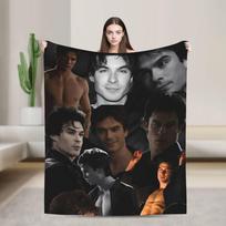 The Vampire Diaries Damon Salvatore Horror Blanket  Airplane Travel Flannel Throw Blanket For Outdoor Warm Soft Design Quality 100cm x 150cm black