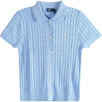 Polo Ralph Lauren SS26 Mažo žirgo logotipas Viengubas trumpomis rankovėmis megztas viršus Klasikinė versija Moteriški viršutiniai drabužiai 211963486-500 M white