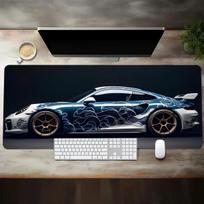 Large White Sports Car Design Gaming Mouse Pad AntiSlip Rubber Base Extended Desk Mat for Gamer Office Use Computer Accessories 40x80x0.2cm gray