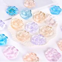 10PCS Kawaii Cat Paws Sticky Squeeze Toys Soft Realistic Jelly Glitter Cat Paws Transparent Squeeze Toys Adult Gifts beige
