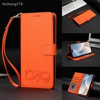 For Realme 14 14T 14X 15 15T 16 Pro Plus 5G Case Flip Leather Wallet Shockproof Cover Card Slot Wireless Charging Compatible Realme 14T 5G oranžinė