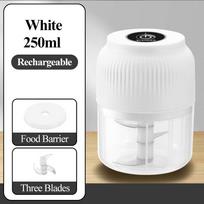 250ml Mini Wireless USB Rechargeable Electric Vegetable Chopper Garlic Crusher Food Chopper for Kitchen Gadgets for Garlic balta