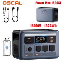 OSCAL PowerMax 1800SE Nešiojama elektrinė 1024Wh LiFePO4, DIDŽIAUSIA 3600W Saulės generatorius, 100W USB-C Greitas įkrovimas Kempingui, Kemperiui, Namams OSCAL PowerMax 1800SE-yy