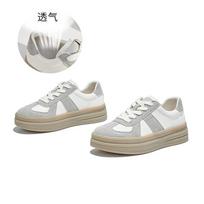 Retro leather women's autumn new models are not tired of feet, platform white shoes, casual and versatile fashion women's shoes 35 smėlis