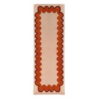 Rankų darbo oranžinės spalvos/natūralios spalvos iš vilnos kilimas 80x230 cm Wiggle Wool – Flair Rugs