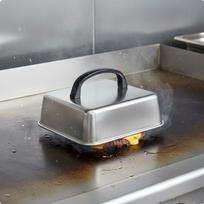 Square Burger Cover Cooks Evenly Cheese Melting Dome Rust Resistant Basting for BBQ white