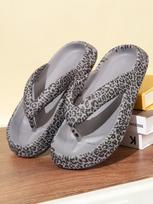 Vasaros moteriškos leopardo rašto šlepetės platforma klumpės paplūdimio sandalai laisvalaikio lauko šlepetės namų avalynė porai 36-47 36-37 gray
