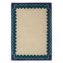 Rankų darbo natūralios spalvos/žalsvai mėlynos spalvos iš vilnos kilimas 140x200 cm Wiggle Wool – Flair Rugs