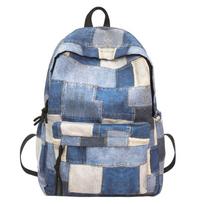 Schoolbag new British style sub-schoolbag niche junior high school girls high value simple college student retro Mori backpack Length 29 width 11 height 38 mėlyna