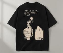 Billie Eilish When We All Fall Asleep Where Do We Go Album Tshirt 2026Summer Unisex Unisex Cotton Oversized Tshirt Street Wear Y2K M gray