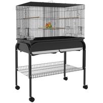 Didelis paukščių narvas papūgų narvas su stovu ratukais kakadu papūgėlėms kanarėlėms papūgoms 85 x 49 x 119 cm juodas 85 x 49 x 119 cm