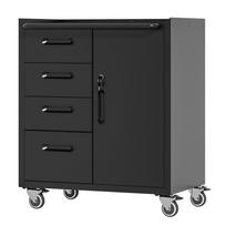 Tvirtas metalinis įrankių spintelė su ratukais – 75 × 42 × 88 cm, juoda/pilka, garažui, biurui ir buičiai 75.01 x 42 x 88.01 cm