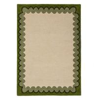 Rankų darbo žalios spalvos/natūralios spalvos iš vilnos kilimas 140x200 cm Wiggle Wool – Flair Rugs