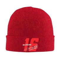 Custom Charles Leclerc  Signature Number Skullies Beanies Cap Unisex Women Unisex Trend Winter Warm Knitted Hat Adult  Bonnet Hat One Size red