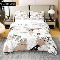 Compass Duvet Cover Set, Marine Discovery Art, Decorative 3 Pieces Bedding Set with 2 Pillow Shams, Twin Full Queen King Size 135x200cm white