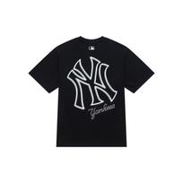 MLB Basic Logo Fashion Sports Series New York Yankees Large Logo Hollow Letter Print Crew Neck Short Sleeve T-Shirt Unisex T-Shirt 3ATSB0343-50BKS XS gray