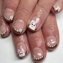 24pcs Square Press On Nail with Rabbit Pattern Short Artificial Nail Full Cover False Nail Manicure Nail Art for Women 1 brown