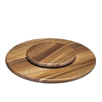 Spring Fondue Rotating Serving Board  Lazy Susan , acacia wood, medium. 40.5 cm