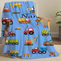 Custom Name Blanket, Lightweight Blanket, Cute Soft Small Truck Car Blanket, Comfortable Flannel Plush, Blue Throw Blanket Gift 75X95CM gray
