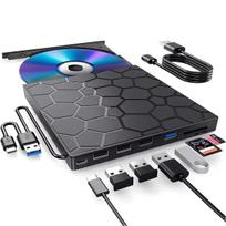 7 viename DVD grotuvas Išorinis CD/DVD įrenginys USB 3.0 Type C CD įrašymo įrenginys HUB Išorinis disko įrenginys staliniam kompiuteriui Mac Windows Linux juoda