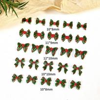 New Hot-Selling Red and Green Color Matching Nail Art Accessories 3D Christmas Series Striped Bowknot Nail Decorations Mixed Style beige