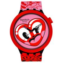 SWATCH Men's Watch SB05Z103 Red Watch Dial black