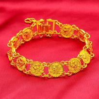 Rose Bracelet Women's 24K Gold - Exquisite 3D Rose Carving, 24K/AU999 Pure Gold, Soft and Romantic for Women 20cm yellow