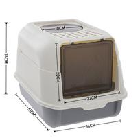 Tieker Large Capacity Enclosed Cat Litter Box With Lid Top Entry Cat Litter Box With Scoop Cat Toilet pilka spalva