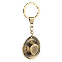 Vintage Western Styles Copper Alloy Cowboy Hat Pendant Keychain Stylish Key Ring For Outdoor Enthusiasts And Travelers 1 beige