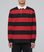 MUSINSA STANDARD Dryžuoti regbio marškiniai [Juodi/Raudoni] Stripe/L red