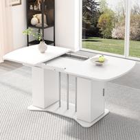 Prailginamas valgomojo stalas 120/160 x 80 cm, modernaus stiliaus, metalinės kojelės padengtos sidabru, su laikymo vieta, daugiafunkcionalus, tinkamas 4-6 žmonėms, baltas 160 x 80 x 75 cm balta