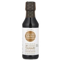 San-J, ekologiškas tamari sojų padažas, 25 % mažiau druskos, 10 fl oz (296 ml) black