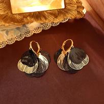 Trendy 24K Gold-Plated Leaf & Butterfly Wing Earrings for Women - Elegant Autumn/Winter Accessory brown