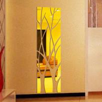 3D Akrilinis Laimės Medžio Veidrodinis Sienų Lipdukas Namų Dekorui Svetainėje, Restorane, Prieškambaryje arba TV Fone. 100x28cm auksas