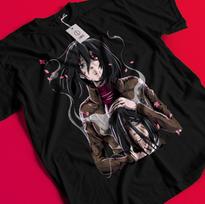 Attack On Titan Shirt Eren Mikasa Tshirt Levi T-Shirt AOT Erwin Hange Armin Tee BB710 XL black