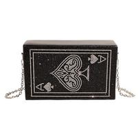 Designer Poker Playing Card Queen Women Crystal Evening Bag Rhinestone Clutch Party Cocktail Handbag and Purse Beaded Bag 20 12 6 juoda