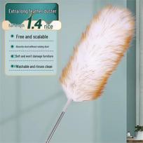 Retractable Chicken Feather Duster: Electrostatic, No-Shed, Washable for Dust Removal Standard white