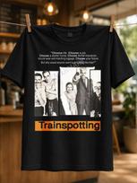 Trainspotting Quote Collage And Cast Panels With Orange Title Bar And Iconic Choose Life Theme Unisex All Tshirt S white