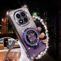 Blizgantis magnetinis laikiklis dėklas Xiaomi Redmi Note 14 15 Pro Plus 15 15C 14C 14S 4G 5G kristalinis apyrankės silikoninis dangtelis Redmi 15C 4G EU 173 gray